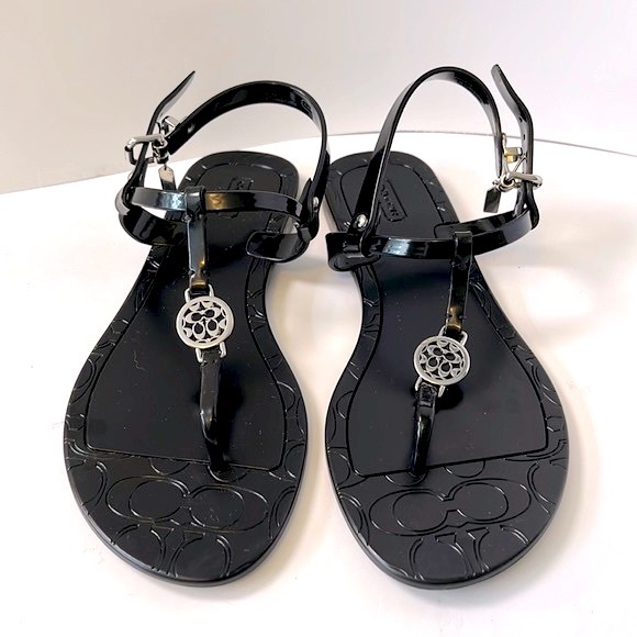 Coach Shoes - Coach 'Pansy' Logo T-strap Jelly Sandal, 7B